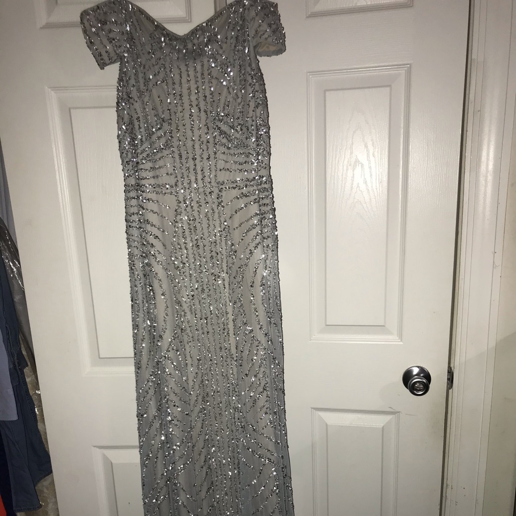 Adrianna Papell Off The Shoulder Beaded Gown